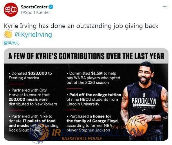 کارهای انساندوستانۀ ستارۀ NBA در سال 2020 / خوش قلب